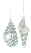 Load image into Gallery viewer, 15184 Sea Shell Ornament , Silver Glitter Encrusted
