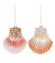 Load image into Gallery viewer, 15183 Beaded Sea Scallop Ornament, Glass-Sequins, Pearls
