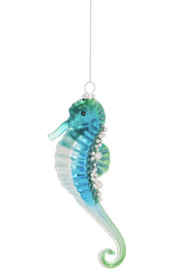 15182 Seahorse Ornament, Glass-Pearls, Beads, Glitter