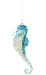15182 Seahorse Ornament, Glass-Pearls, Beads, Glitter