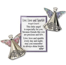 Load image into Gallery viewer, 14988 Live, Love, Sparkle Angel Charm, w/Card
