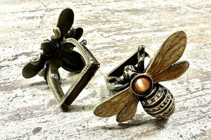 8923 Bumble Bee Napkin Ring, Bronze, Amber, Rhinestones