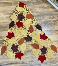 Load image into Gallery viewer, 6905 Fall Leaf Cut-Out Table Runner, Linen and Ultrasuede

