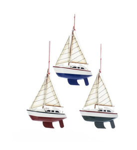 15263 Wood Yacht w/Sails Ornament