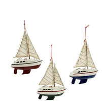 Load image into Gallery viewer, 15263 Wood Yacht w/Sails Ornament
