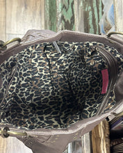 Load image into Gallery viewer, 7125 Betsy Johnson Large Leather Purse, Studded, Animal Print Interior, Vintage

