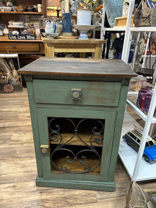 Magnolia Green Cabinet With Metal detail 20" W X 141/2" D X30"H