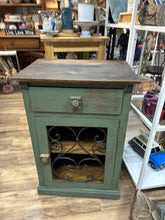 Load image into Gallery viewer, Magnolia Green Cabinet With Metal detail 20&quot; W X 141/2&quot; D X30&quot;H
