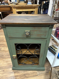 Magnolia Green Cabinet With Metal detail 20" W X 141/2" D X30"H