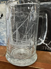 Load image into Gallery viewer, 6905 Vintage The Nina Etched Glass Beer Mug Stein w/Compass on Bottom, holds 15-oz
