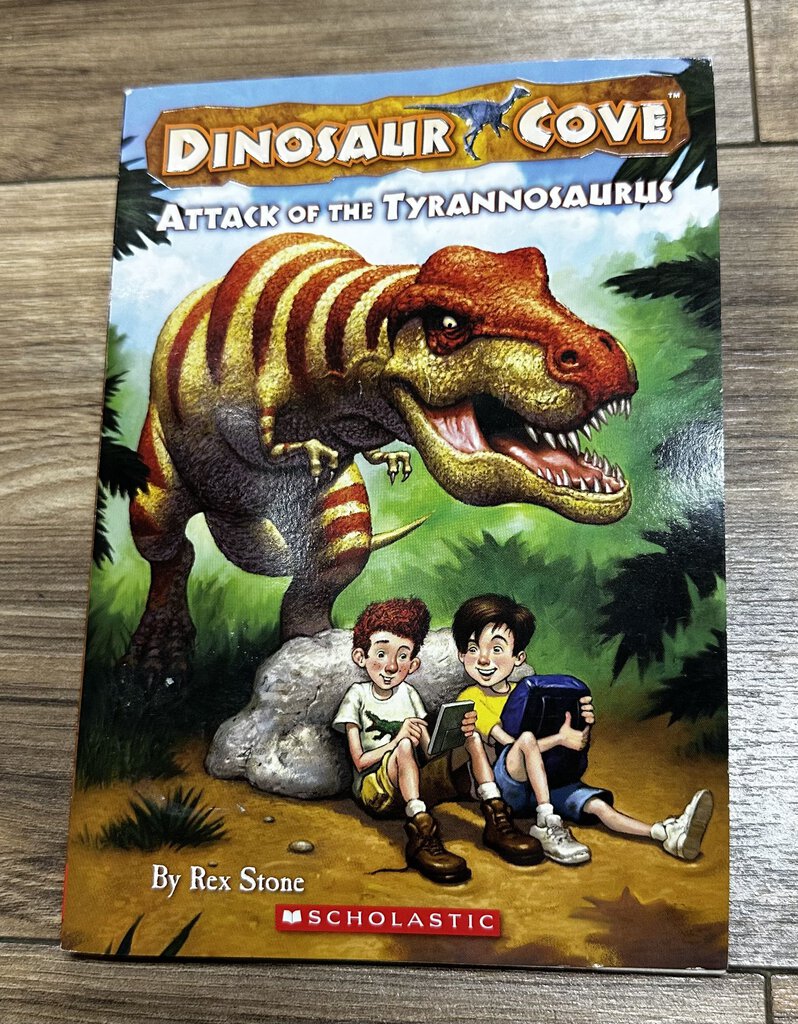 7125 Dinasaur Cove-Attack of the Tyrannosauraus, Rex Stone-Scholastic Book