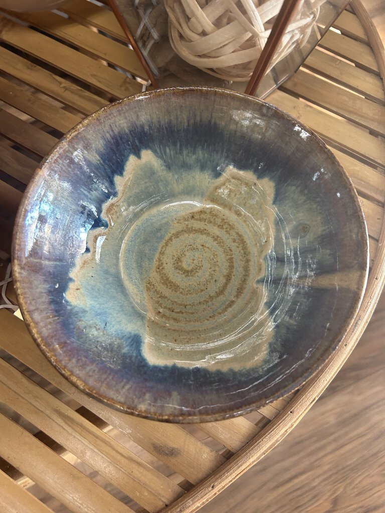 Boho Blues Swirl Pottery Bowl