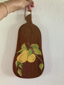 Vintage pear shaped cutting board with painted on pears