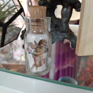 Darling Angel Message In A Bottle Small Glass Jar 2.5" x 1"