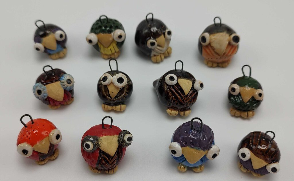 5 Mini Halloween Ornaments - Owls