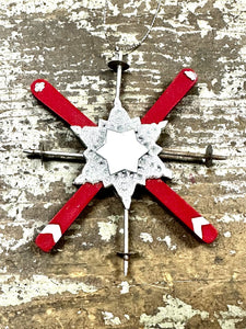 12087 Snowflake w/Skis Ornament