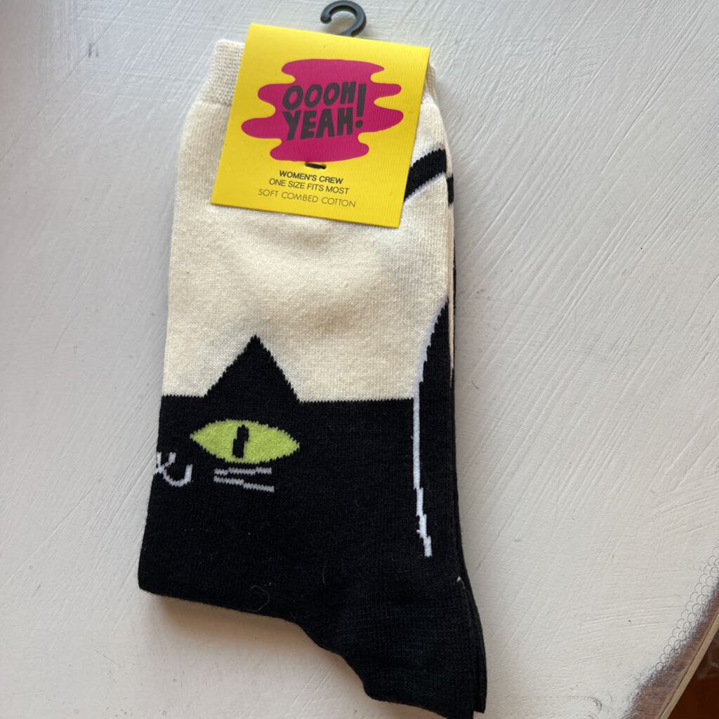 Oooh Yeah S/M Its Meow or Never Crew Socks WD5020C
