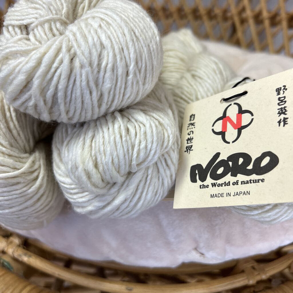 Noro Yarns Kashirukuru Worsted Weight in Pearl (#01) - Mongolian Cashmere, Mulberry silk, and Merino wool from the Falkland Islands