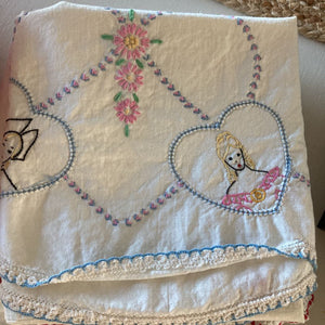 Vintage pillow case with embroidery