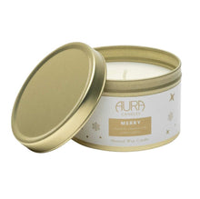 Load image into Gallery viewer, 15400 Aura Merry Gold Travel Tin Candle, 6-oz
