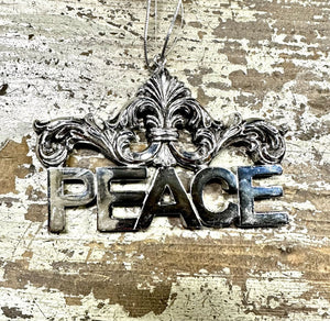 12577 Silver Peace Fleur de Lis Ornament