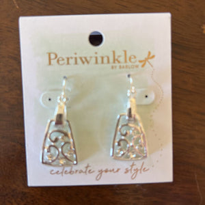 8108909 Silver scroll earrings w crystals Periwinkle