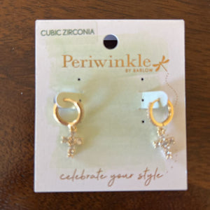 8109659 crystal hoop and cross earrings Periwinkle