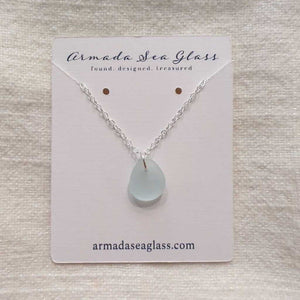 Genuine Sea Glass Mini Necklace 18 inches Silver