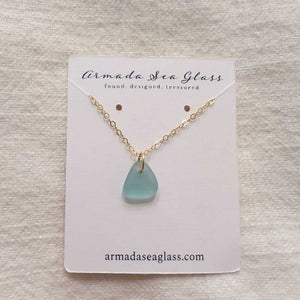 Genuine Sea Glass Mini Necklace 18 inches Gold