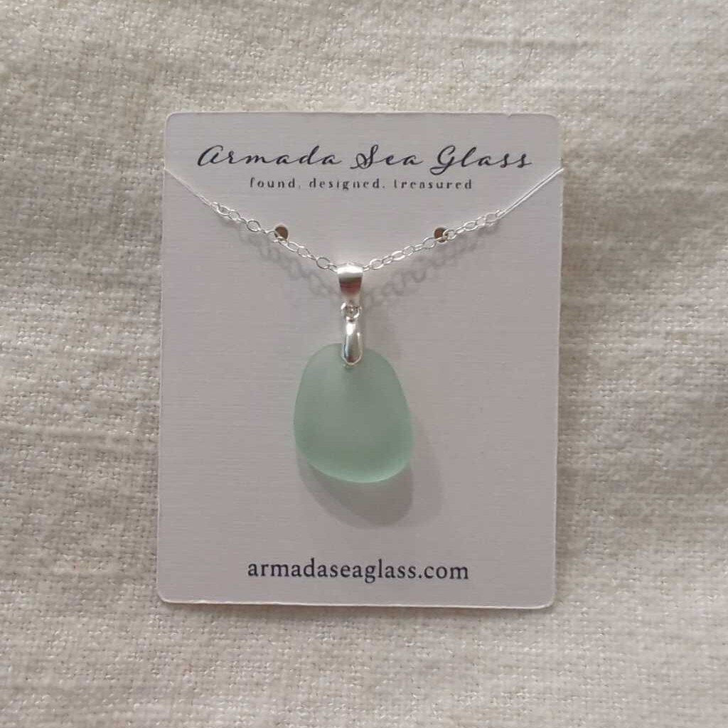 Genuine Sea Glass Necklace 18 inches Silver