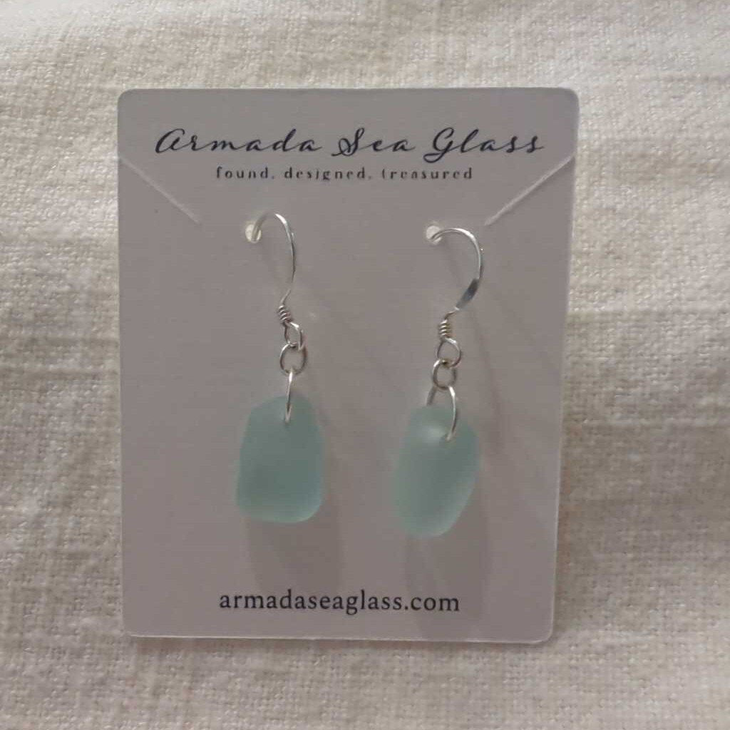 Genuine Sea Glass Earrings Silver