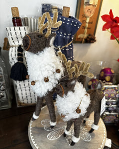 14016 Wool Reindeer with Bells, Sm