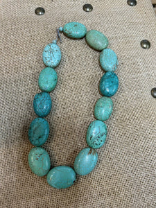 Turquoise chunky Necklace with Sterling Toggle