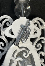 Load image into Gallery viewer, 15264T Silver &amp; White Wood Angel w/Trumpet
