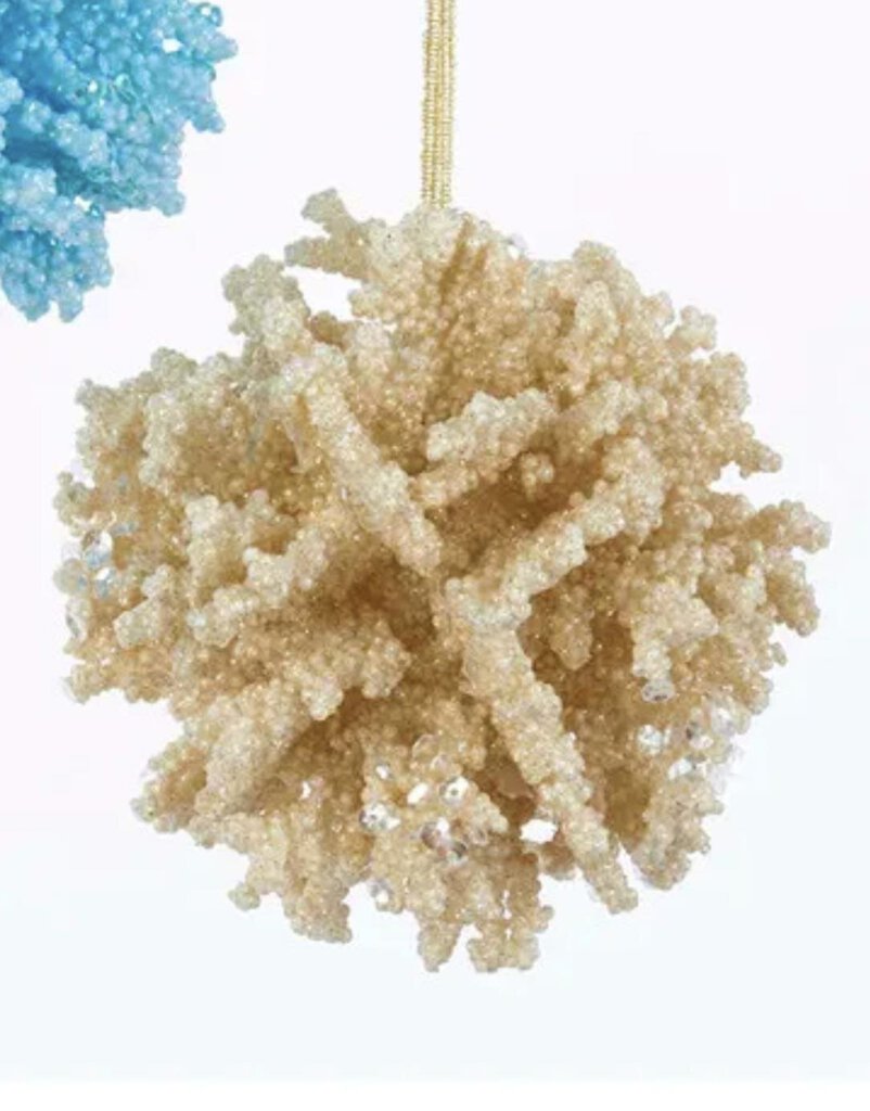 15268 Coral Ball Ornament, Sand (100mm)