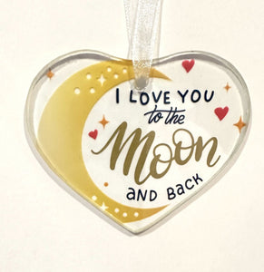 15374 I Love You to the Moon & Back, Glass Ornament