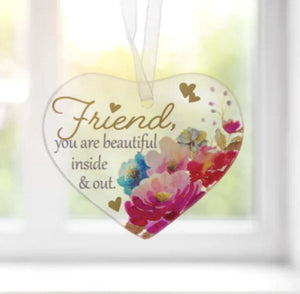 15378 Friend, You Are Beautiful Inside & Out, Glass Ornament