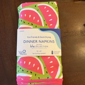 Set of 6 Watermelon party Blu dinner napkins RFP