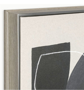 15437 Linear Stonehenge I, II (Bronze and blonde floater frame, charcoal, grey, white and tan canvas)