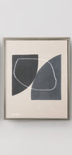 Load image into Gallery viewer, 15437 Linear Stonehenge I, II (Bronze and blonde floater frame, charcoal, grey, white and tan canvas)
