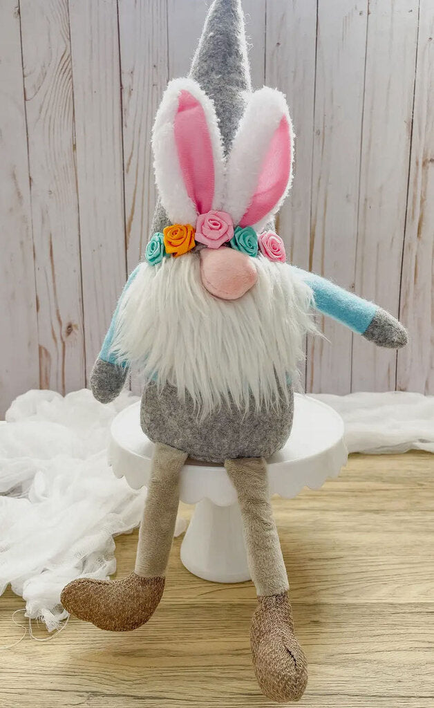 Floral Spring Easter Bunny Gnome Long Legs
