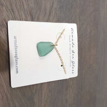Load image into Gallery viewer, Genuine Sea Glass Necklace Teal 18 inches Gold
