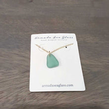 Load image into Gallery viewer, Genuine Sea Glass Necklace Teal 18 inches Gold
