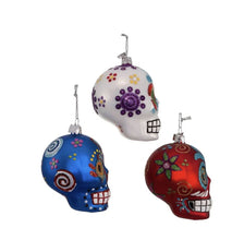 Load image into Gallery viewer, 15218 Sugar Skull Glass Ornament A
