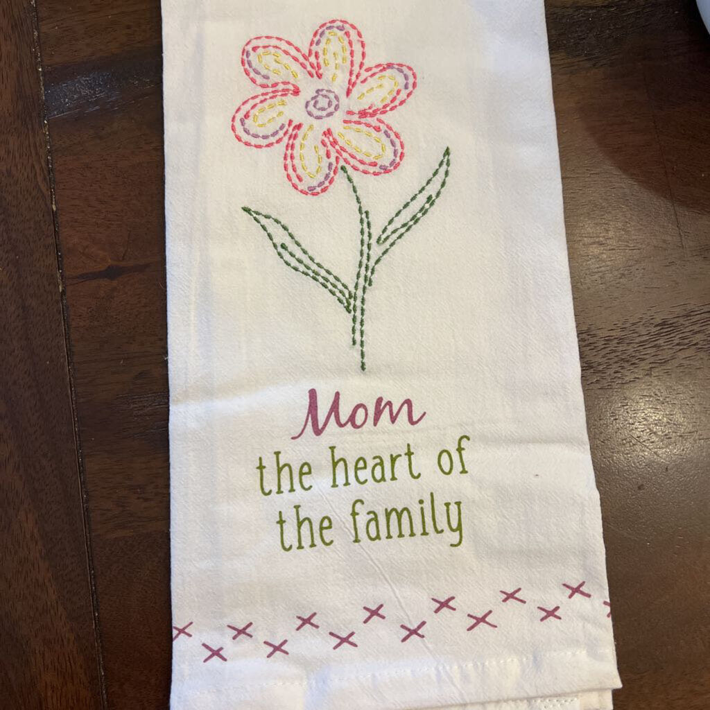 Mom the Heart Embroidered Dishtowel. Park Designs