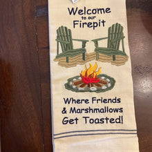 Load image into Gallery viewer, Welcome to our Firepit Embroidered Dishtowel. Park Designs
