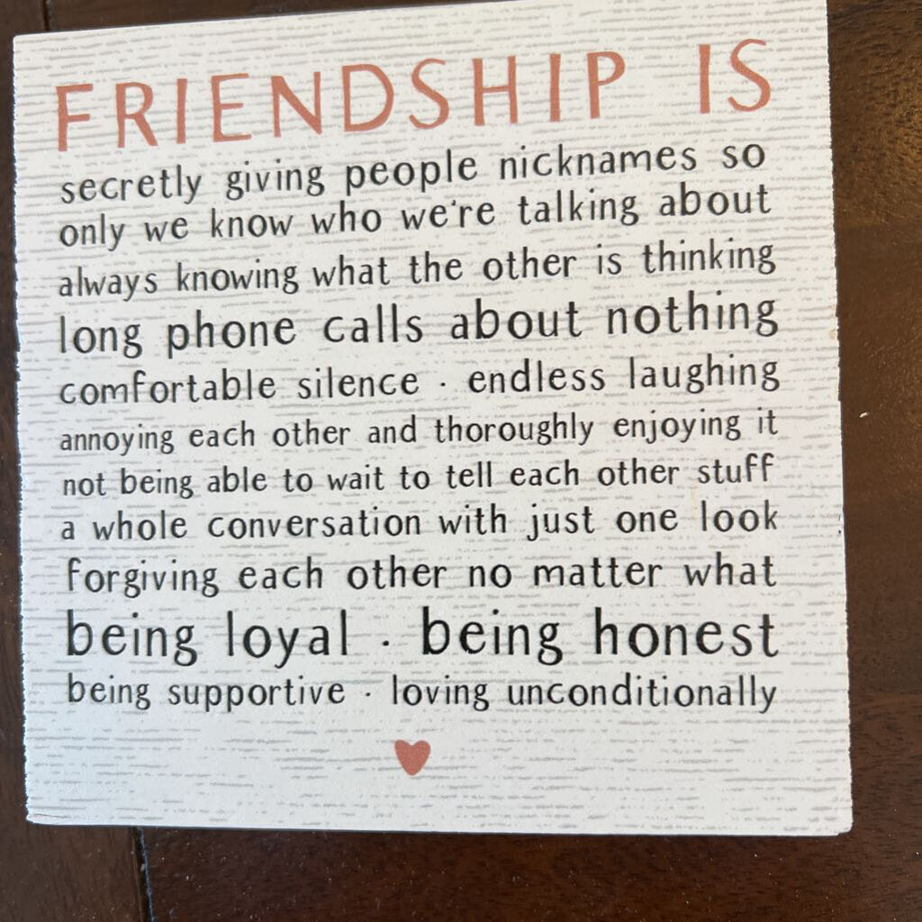 Friendship is -Gift-a-block made in USA SS