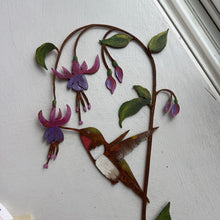 Load image into Gallery viewer, Hummingbird on fuchsia stake EGD
