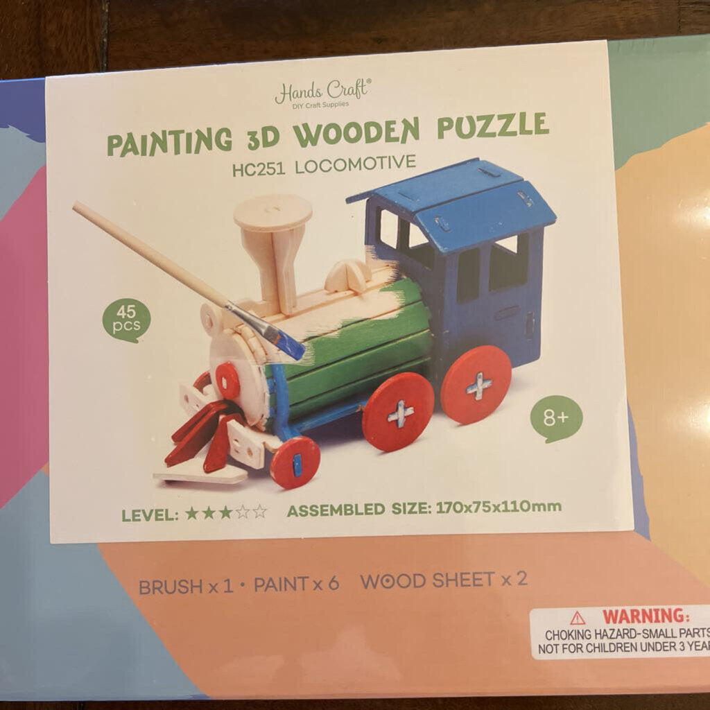 Locomotive 3D Wooden Puzzle with Paint Kit HC