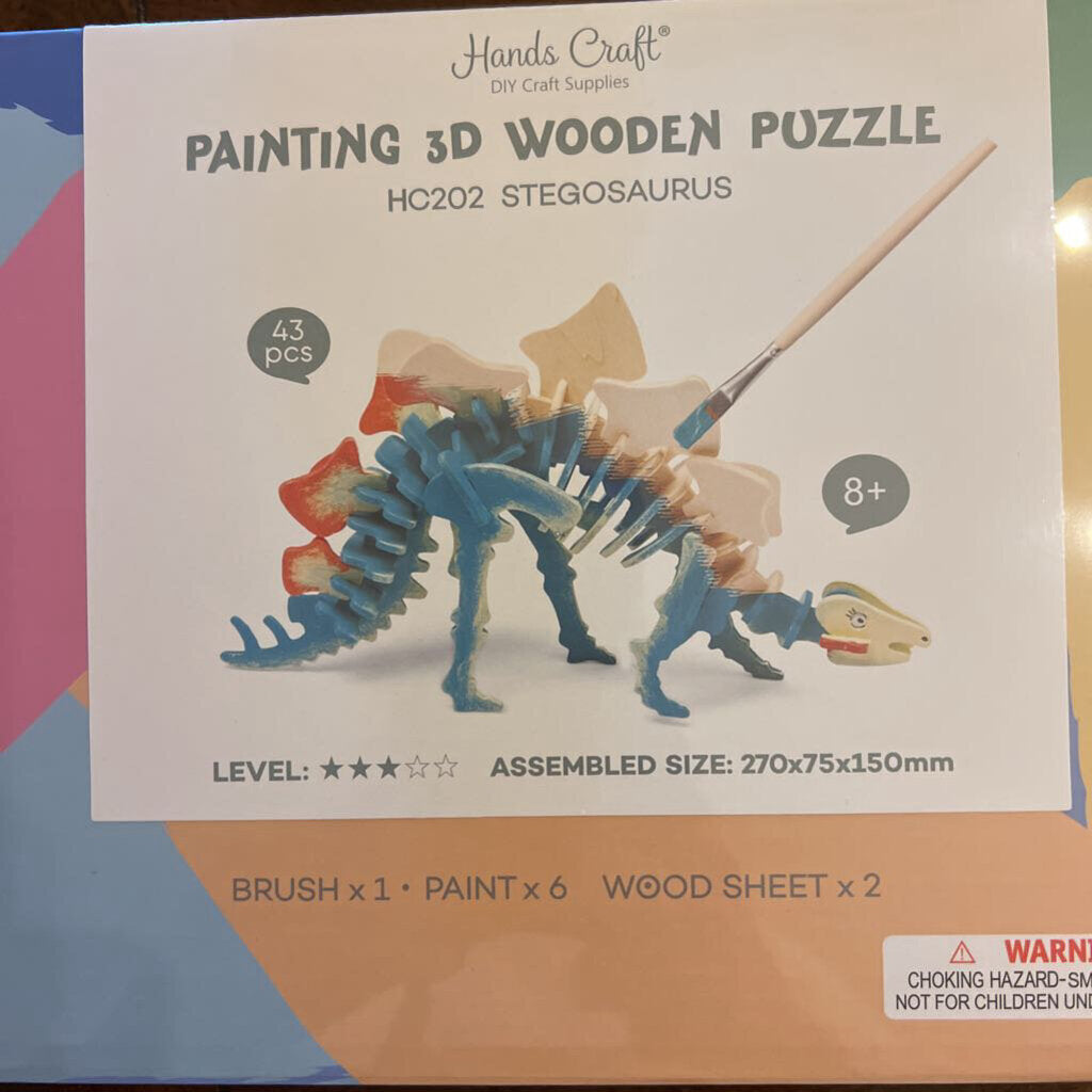 Stegosaurus 3D Wooden Puzzle with Paint Kit HC